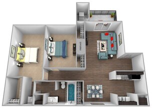 Two Bedroom One Bath 16-1604 floor plan